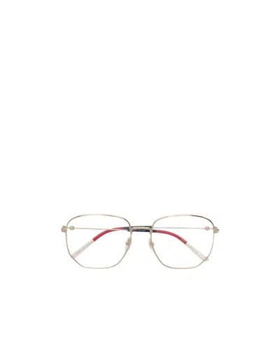 Gucci Web Detail Hexagonal-frame Glasses In Nude