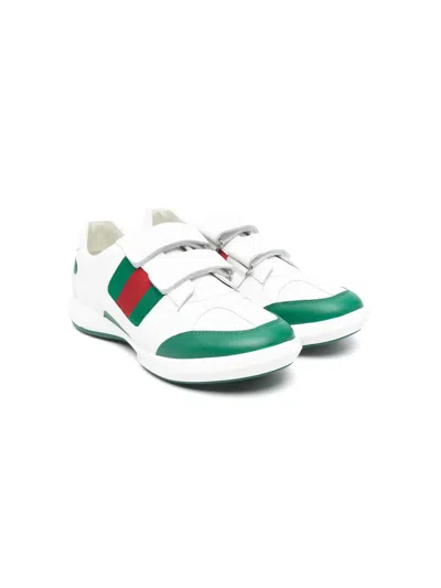 GUCCI WEB-DETAIL LEATHER SNEAKERS