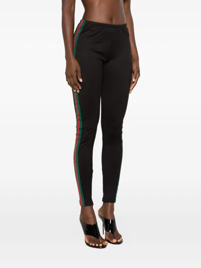 Gucci Web Stripe Skinny Leggings In Black