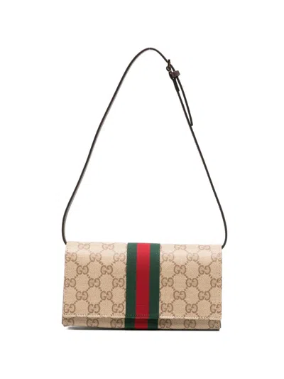 Gucci Web Detail Mini Pouch In Sand