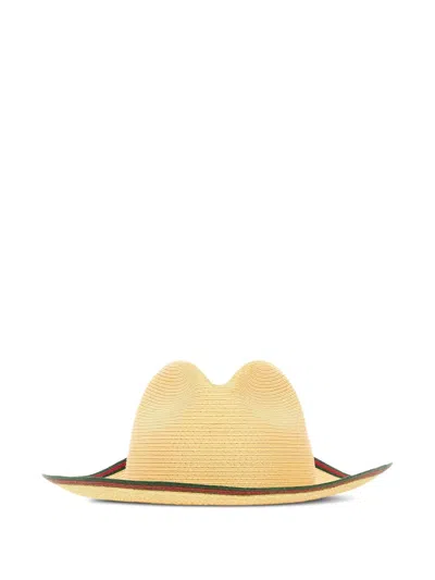Gucci Web Detail Raffia Sun Hat In Pattern