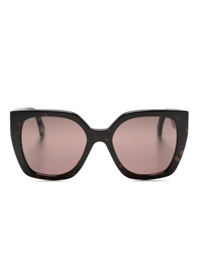 GUCCI WEB-DETAIL SQUARE-FRAME SUNGLASSES