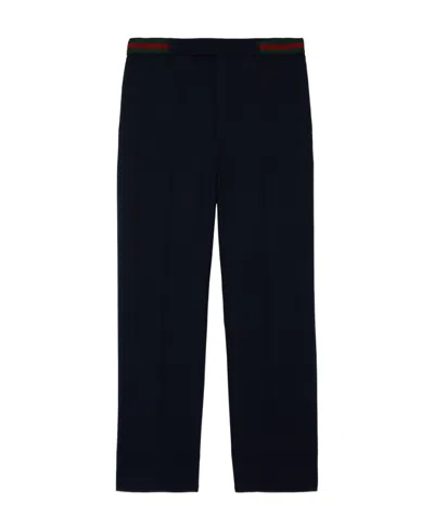 Gucci Web-detail Straight-leg Trousers In Black