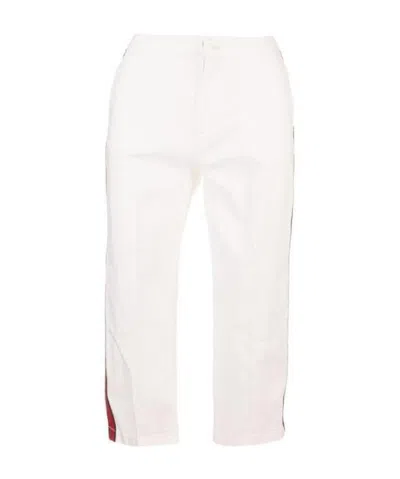 Gucci Web-detail Straight-leg Trousers In White
