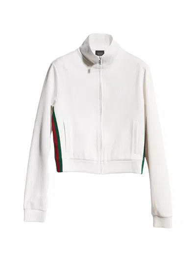 Gucci Web Detail Sweatshirt In White