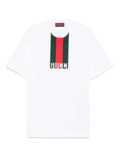 Gucci Web Trim Straight Legs Denim Trousers In Blue