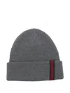 Gucci Web Detail Wool Beanie In Gray