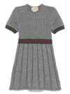 Gucci Abito In Lana Con Dettaglio Web In Grey