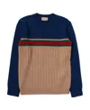 Gucci Wool Sweater With Web In Blue