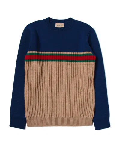 GUCCI GUCCI KIDS WEB DETAILED LONG-SLEEVED JUMPER