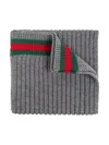 Gucci Web-detail Wool Scarf In 灰色