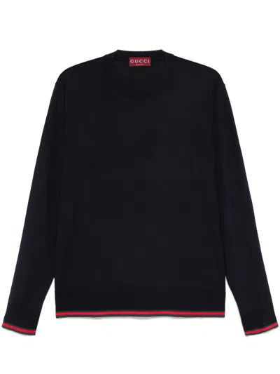 GUCCI GUCCI WEB DETAIL WOOL SWEATER
