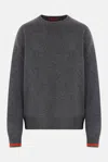 Gucci Wool And Cashmere Sweater With Web Details In Grey
