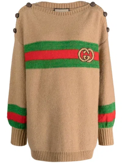 GUCCI GUCCI WEB DETAIL WOOL TOP