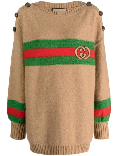 GUCCI GUCCI WEB DETAIL WOOL TOP