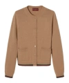Gucci Long-sleeved Cashmere Cardigan With Web Trims In Brown