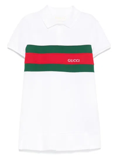 Gucci Babies' Web-detailed Dress In White