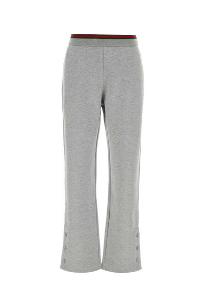 Gucci Web Detailed Jersey Leisure Pants In Gray