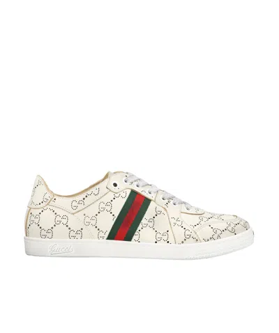 GUCCI GUCCI WEB DETAILED LACE-UP SNEAKERS
