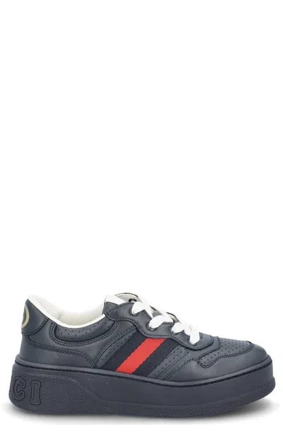 Gucci Kids' Web Detailed Low-top Sneakers In Gray