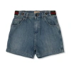 GUCCI WEB DETAILED MID-RISE DENIM SHORTS