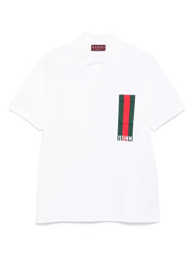 Gucci Poloshirt Mit Web-detail In White