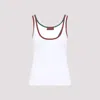 Gucci White Ribbed Top With Web Detail On The Edges In Cotton Woman In White Mix