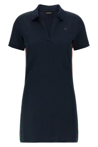 Gucci Cotton Jersey Mini Dress In Blue