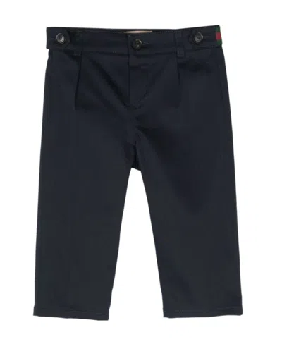 Gucci Web-embellished Cotton Trousers In Black