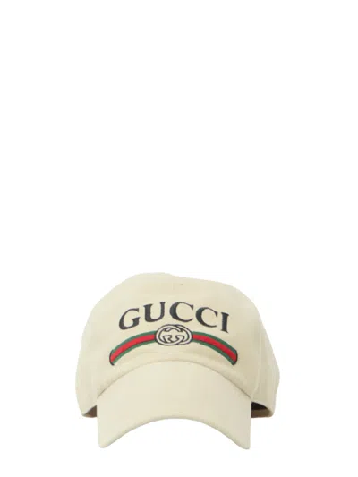 Gucci Web Embroidered Baseball Cap In Cotton With Adjustable Buckle Closure In Brown
