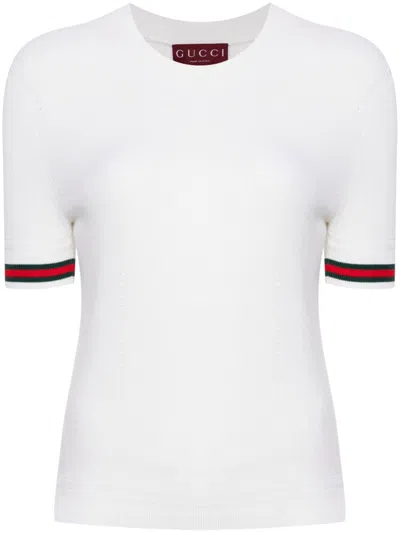 Gucci Web Fine-wool T-shirt In White