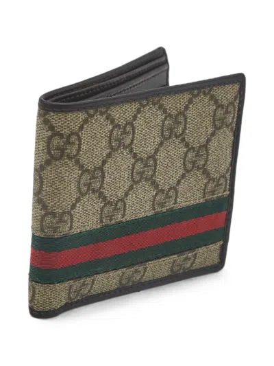 Pre-owned Gucci Web Gg Supreme Wallet In Neutral
