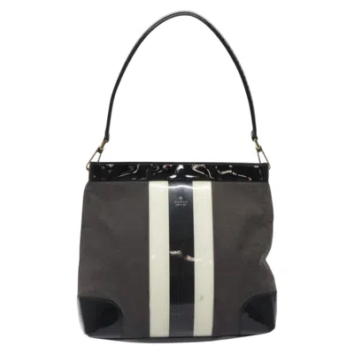 Pre-owned Gucci Web Grey Canvas Shoulder Bag ()