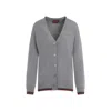 Gucci Grey Wool And Cashmere Web Cardigan In Grey
