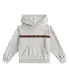 Gucci Web Horsebit Embellished Cotton Hoodie In Grey