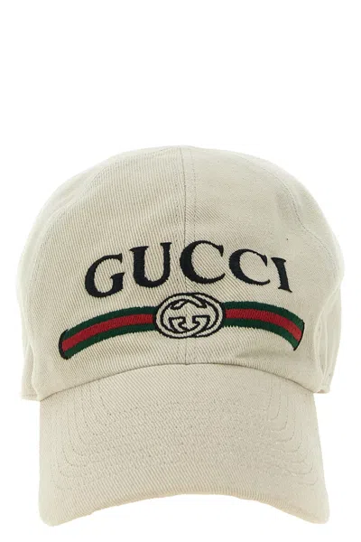 Gucci ' Web - Incrocio Gg' Cap In Weiss