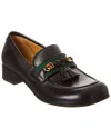 GUCCI GUCCI WEB INTERLOCKING G LEATHER LOAFER