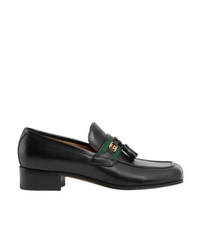 GUCCI GUCCI WEB INTERLOCKING G LOAFERS