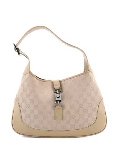 Pre-owned Gucci Web Jackie O Gg Canvas Medium Hobo Bag In Neutral