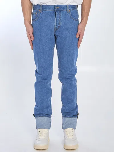 Gucci Men Tapered Leg Jeans In Blue