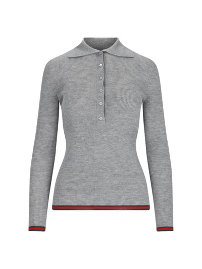 GUCCI "WEB" KNIT POLO SHIRT