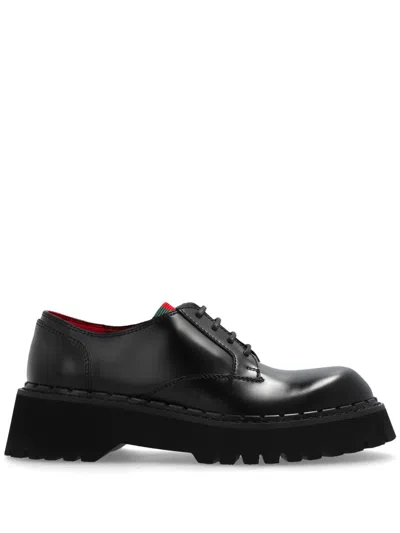 Gucci Web Lace-up Shoes In Black