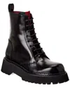 Gucci Thea Lug Sole Boots In Black Leather In Black