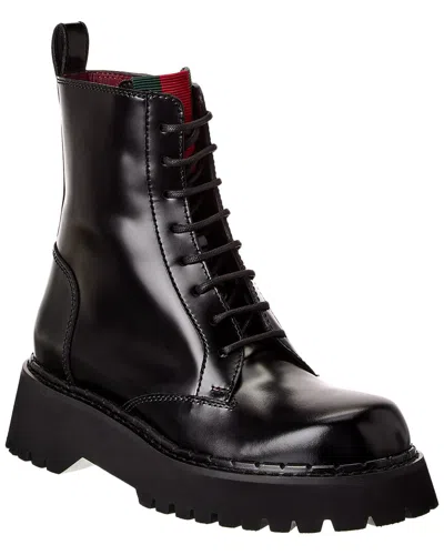 GUCCI GUCCI WEB LEATHER BOOT
