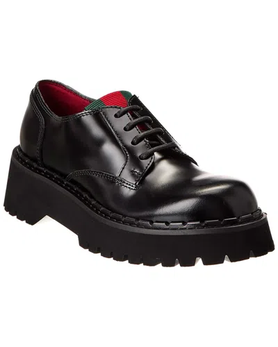 Gucci Web Leather Loafer In Black