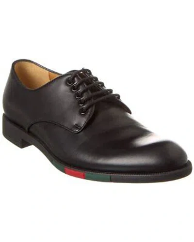 Pre-owned Gucci Web Leather Oxford Men's In Black