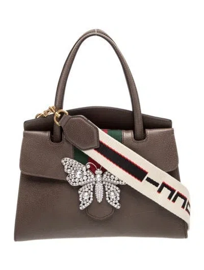 Pre-owned Gucci Web Linea Totem Medium In Brown