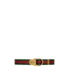 Gucci Web Logo Buckle Belt In Multicolor