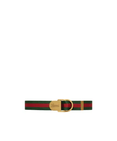 Gucci Web Logo Buckle Belt In Multicolor