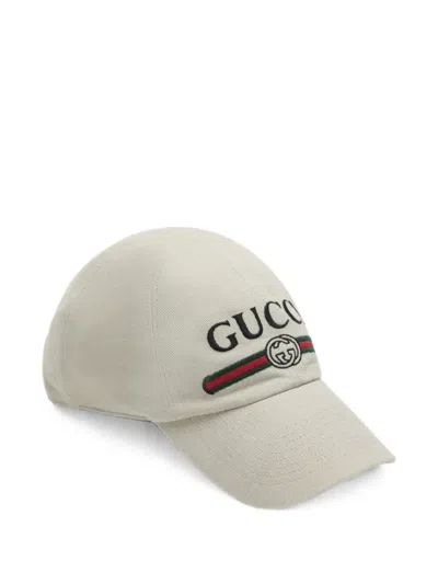 Gucci Web Logo-embroidered Baseball Cap In White
